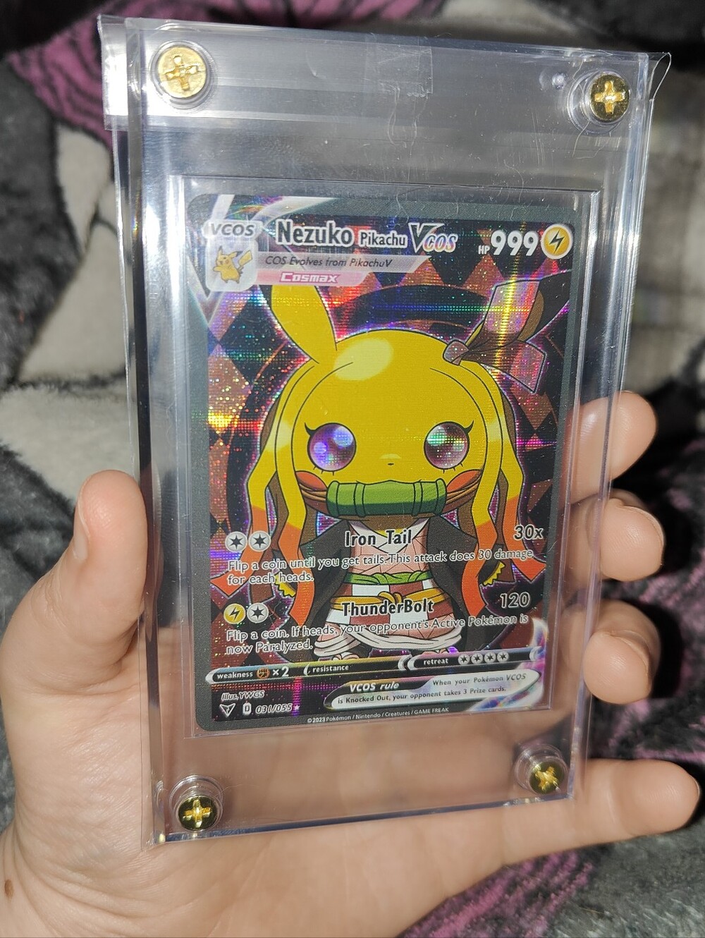 Nezuko VCOS Pikachu holo Demon Slayer Encased Cosplay card Unofficial Chinese